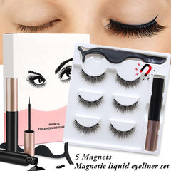 Glue-Free Magnetic Lashes - 5 -Magnet Eyelash Extensions with Self-Adhesive Eyeliner Soloist
