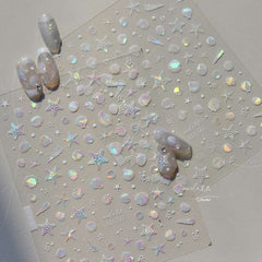 Marine-Themed Nail Art Stickers with Shell Gloss,Starfish & High-grade Shell Elements Soloist