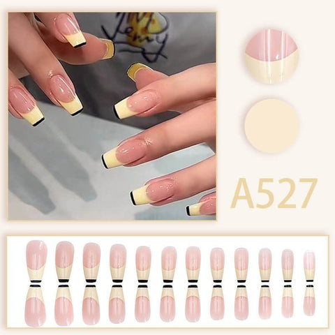 Summer French Tip Fake Nails - Removable Wearable Nail Stickers,Easy Blended ManicureAchieve a flawless, salon-quality manicure at home with the Summer French Tip Fake Nails. These removable wearable nail stickers offer an easy, mess-free solution for a b