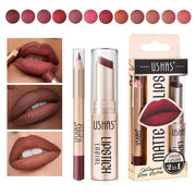 USHAS Matte 2-in-1 Lipstick and Lip Liner Set - 12 Colors , Long-Lasting, Waterproof,Non-Stick Soloist